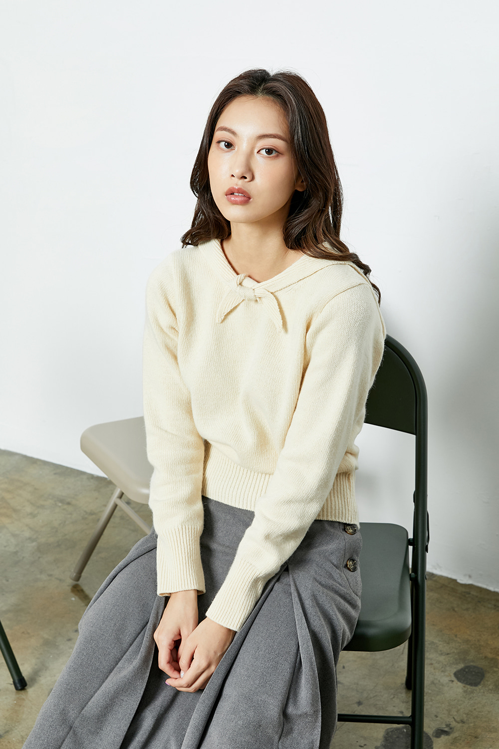 RIBBON SAILOR KNIT PULL-OVER_ivory