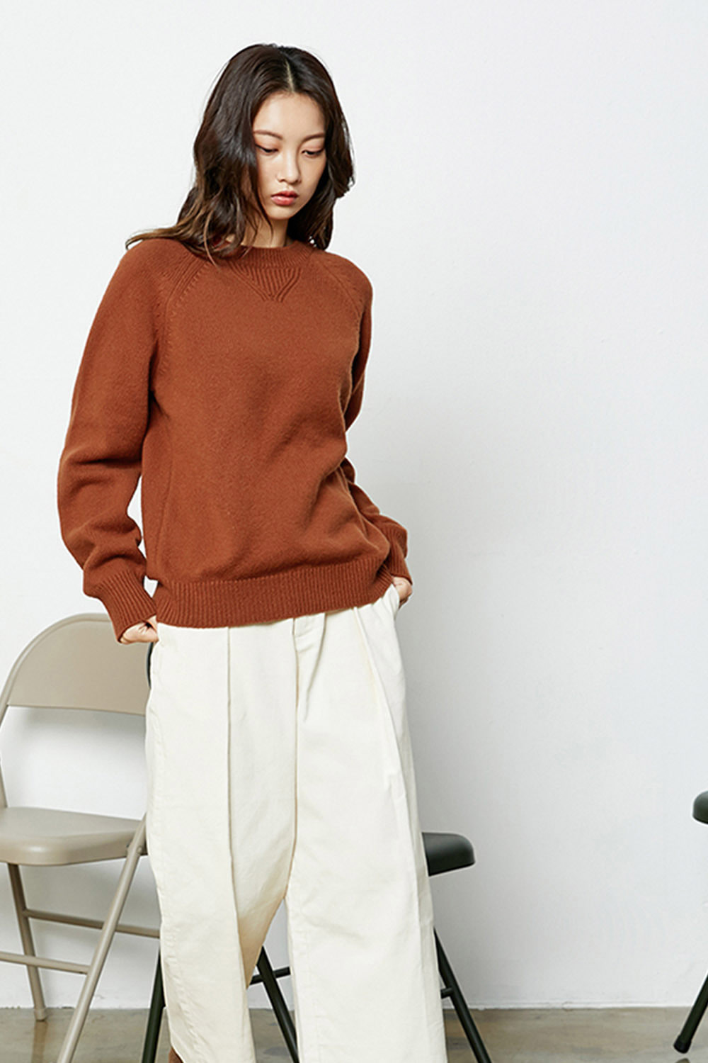 AIR WOOL PULL-OVER_brick (woman)