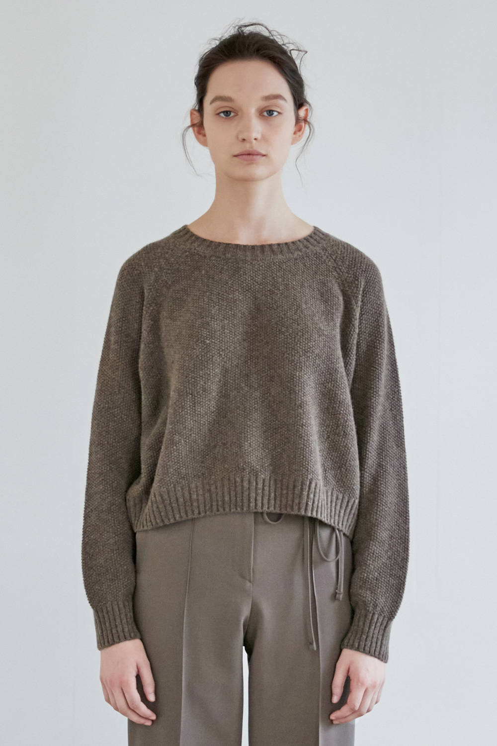 CASHMERE CROPPED KNIT_Deep brown