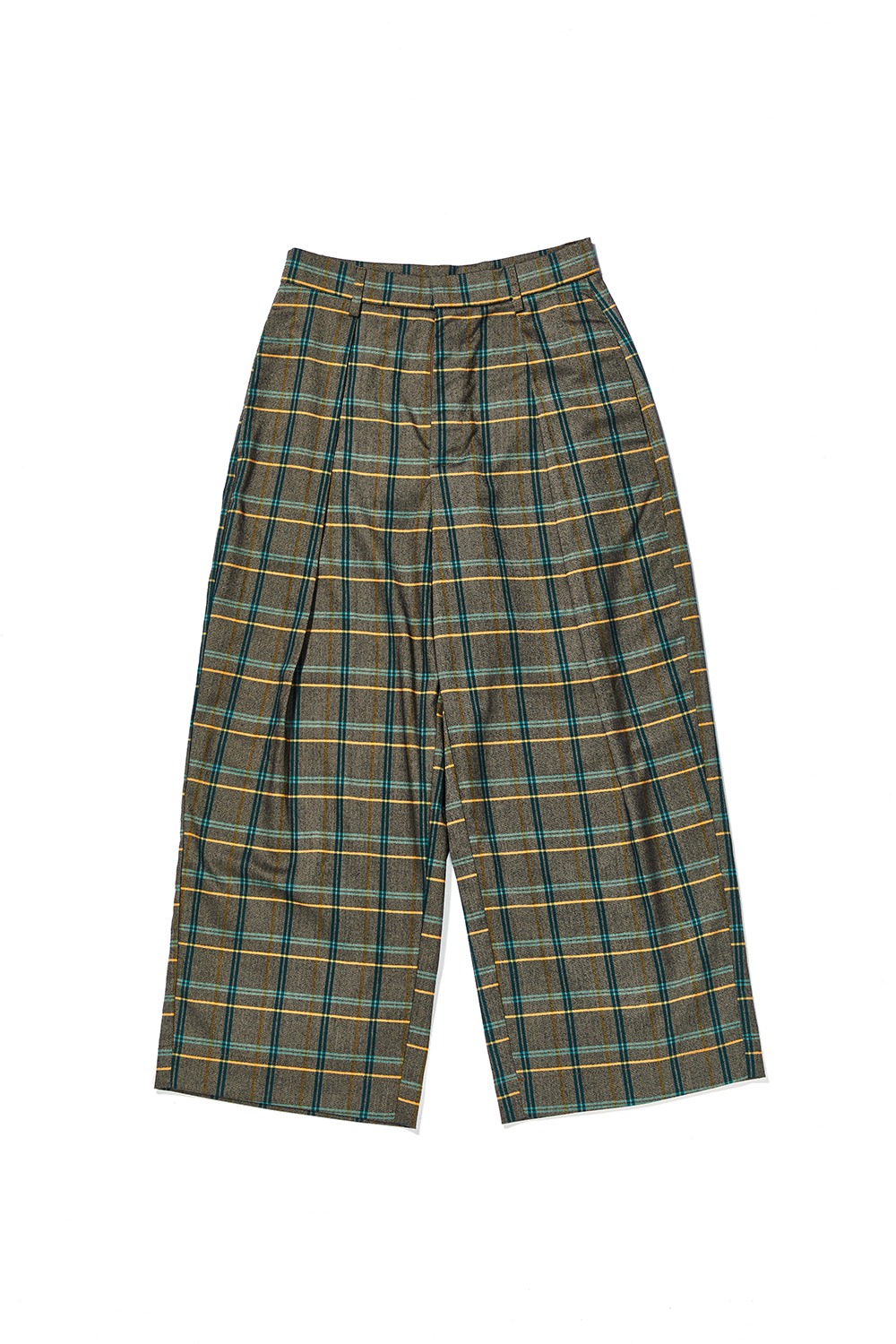 DEEP-TUCK TROUSERS_yellow check