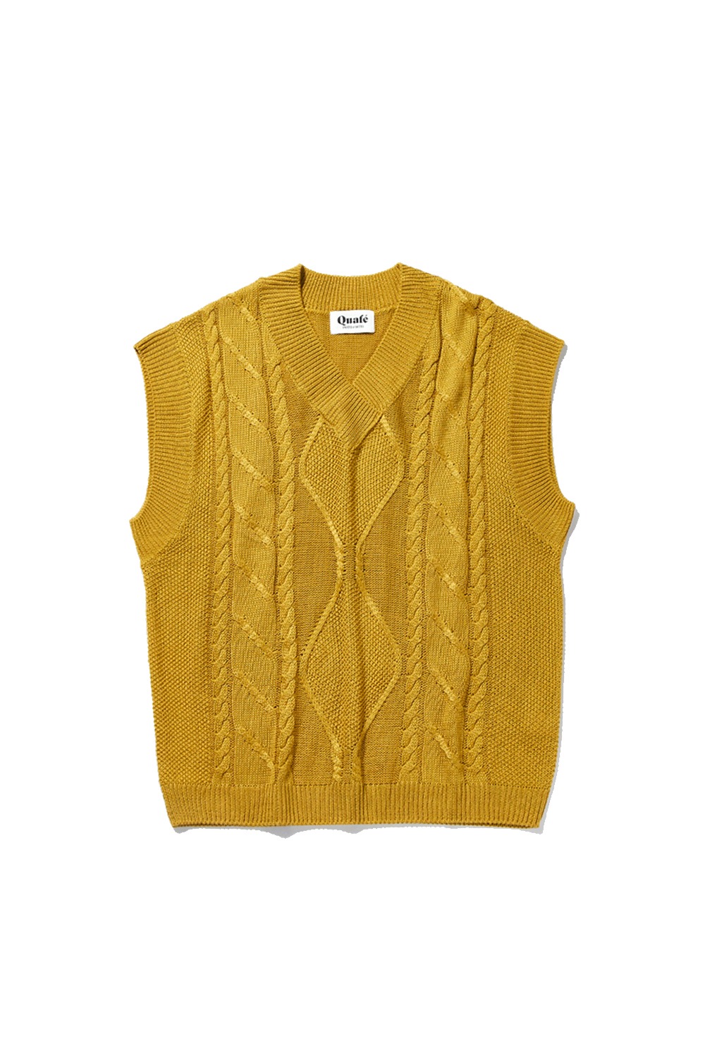 CABLE KNIT VEST_mustard