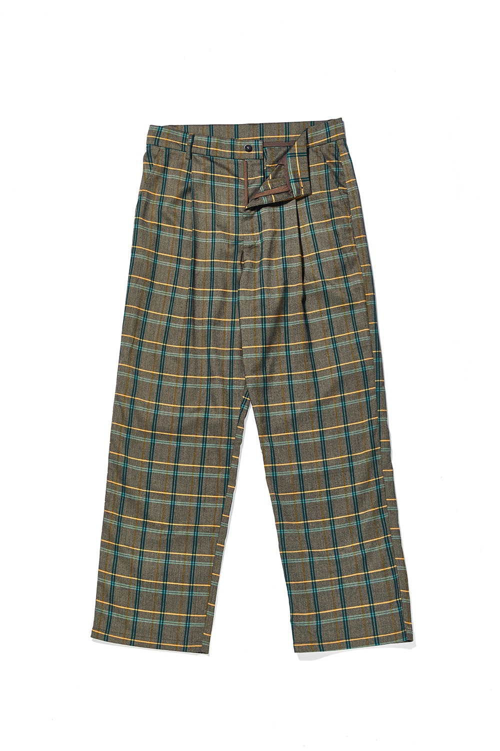 ONE-TUCK TROUSERS_yellow check